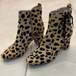 Matisse Spotted Ankle Boots in Black and Tan